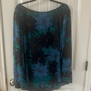 LOFT Blue and Black Floral Blouse
